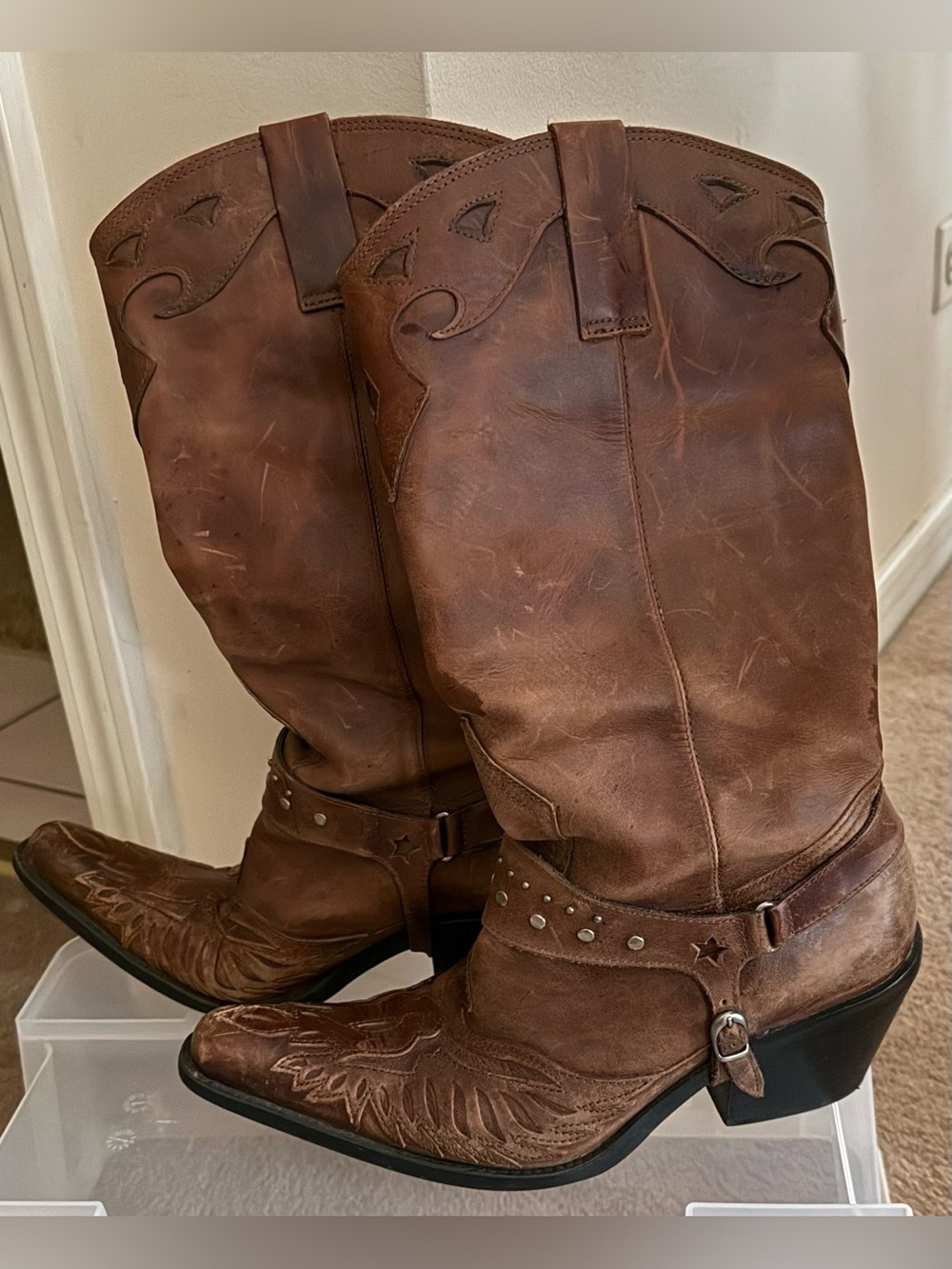 MIA Brown Leather Western Cowboy Boots